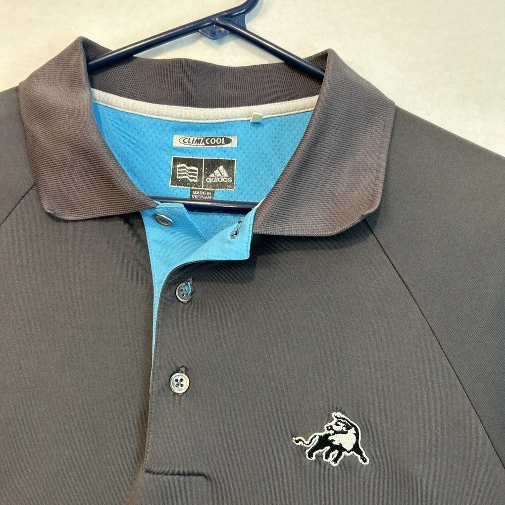 Adidas Mens Golf Polo Shirt Medium The Bull Jack Nicklaus Gray ClimaCool Polo